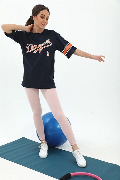 VAPUR TEKSTİL Ribbed Tights and T-shirt Double Set - Wide Belt Navy Blue