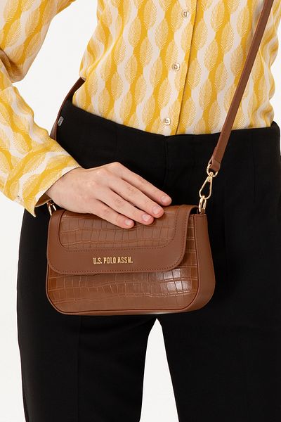 U.S. Polo Assn. Women's Tan Croco Crossbody Bag 50300275 -Vr099