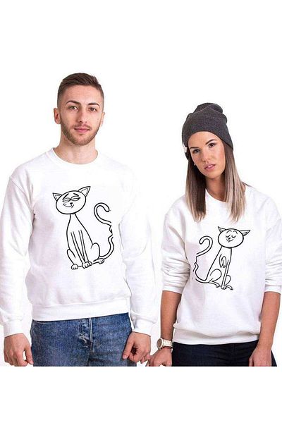 Tshirthane Cats Love Lover Combos Sweatshirt Couple Combination
