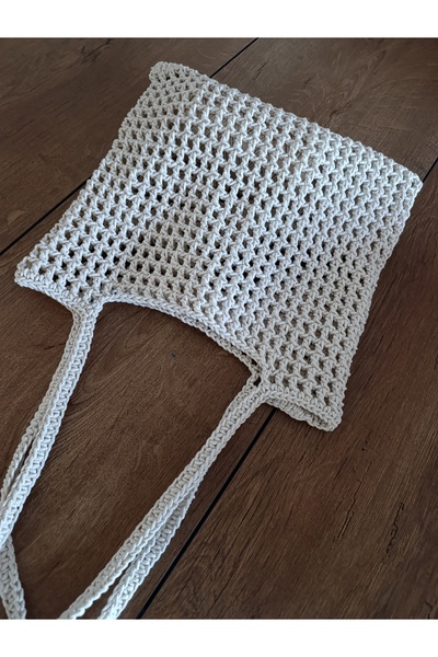 ÖZLEM HANDMADE EL ÖRGÜSÜ KREM VERONİCA FİLE ÇANTA