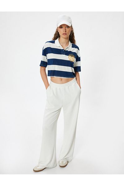 Koton Tricou crop supradimensionat cu gât polo color-bloc - mânecă scurtă