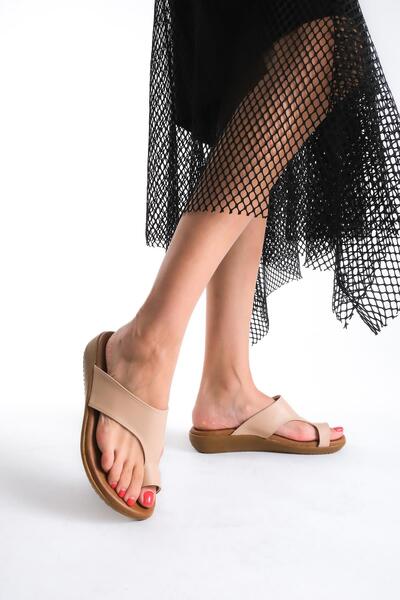 ARTI ARTI AYAKKABI Plus-Plus020-5001-01 Daily Women's Orthopedic Heel Spur Function Beige Slippers