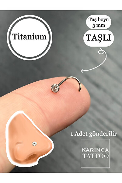 Karınca Piercing Taşlı Burun Piercing Nostril Titanyum Piercing
