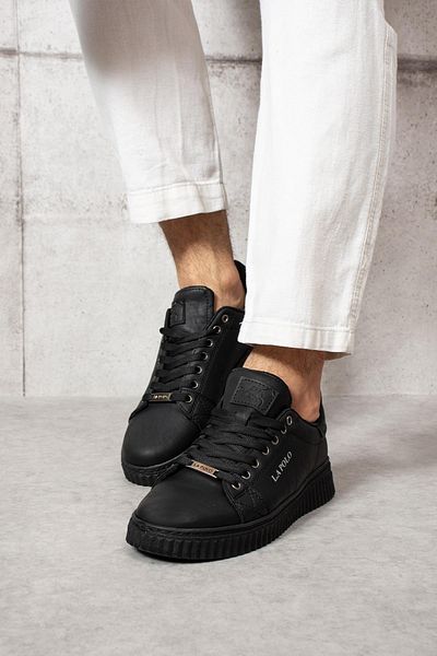 L.A Polo Black Color Lace-Up Men's Sneakers