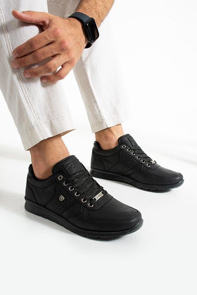 L.A Polo 012 Black Color Black Sole Laceless Casual Men's Sports Shoes