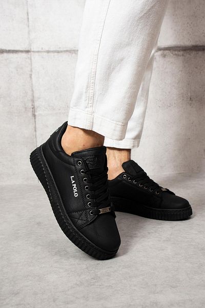 L.A Polo Black Color Lace-Up Men's Sneakers