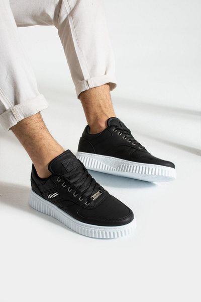 L.A Polo 09 Black Color White Sole Lace up Casual Men's Sports Shoes