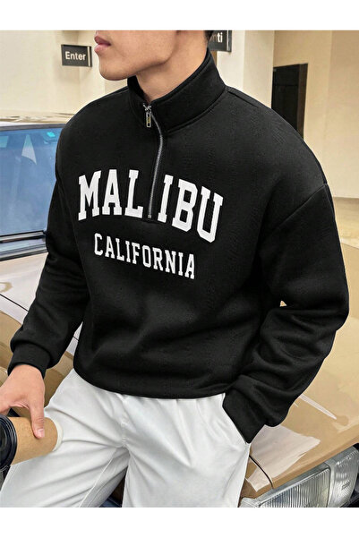 Revasser Unisex Erkek/Kadın Malıbu Calıfornıa Renkli Dik Yaka Yarım Fermuarlı...