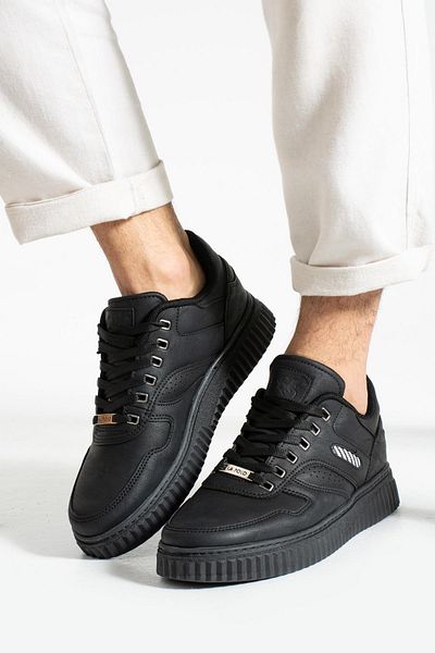 L.A Polo 09 Black Color Black Sole Lace up Casual Men's Sports Shoes