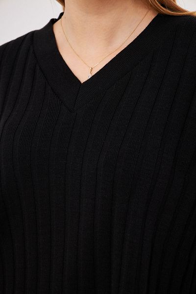armonika Women's Black V-Neck Double Knitwear Suit Arm-25K 012002