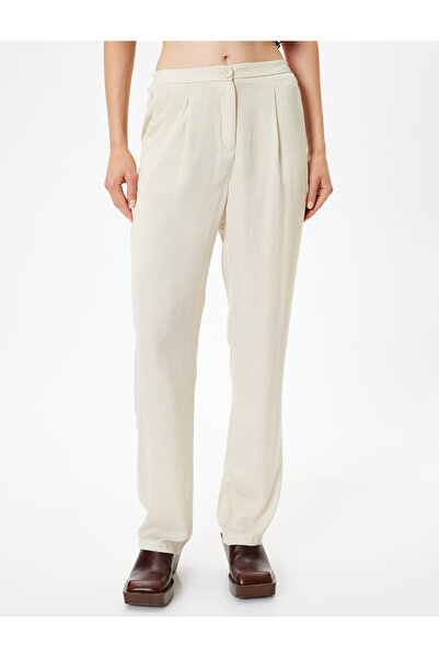 Koton Havuç Kesim Kumaş Pantolon Aerobin Saten Cepli Pile Detaylı