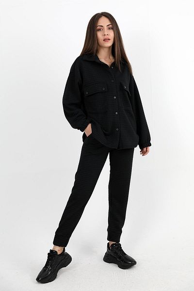VAPUR TEKSTİL Black Jacquard Quilted Double Set