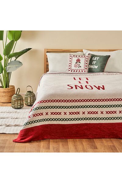 Bella Maison Jolly Cotton Double Blanket Red-Green (180X220 cm)