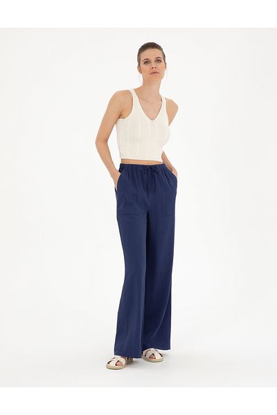 Pierre Cardin Navy Blue Loose Fit Trousers 50289784-Vr033