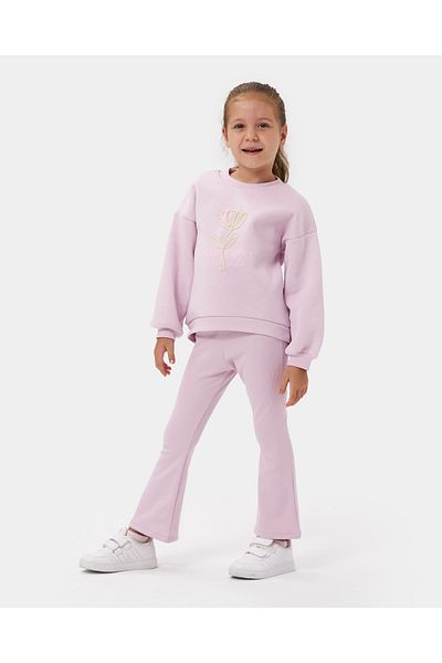 Minipodyum Girl's Cord Flower Embroidered Double Set