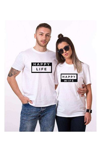 Tshirthane Happy Lover Combinations T-shirt Couple Combination