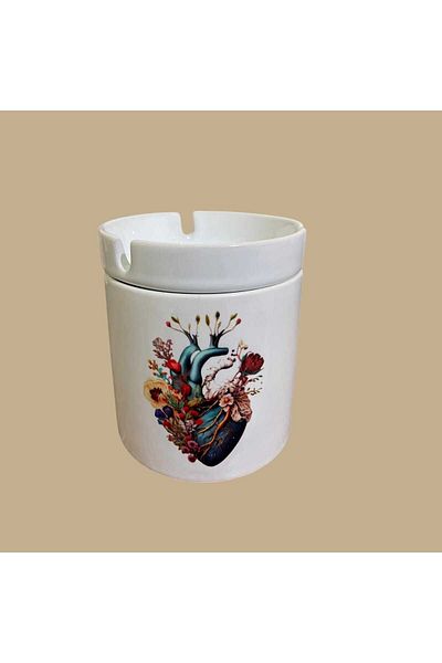 GameFruy Floral Heart Printed Ashtray Washable No Smell