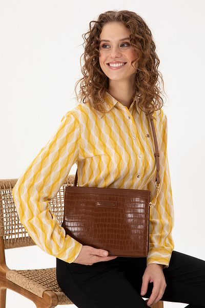 U.S. Polo Assn. Women's Tan Croco Crossbody Bag 50300271 -Vr099