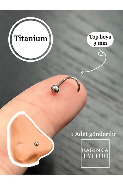 Karınca Piercing Titanium Piercing - Straight Nose, Nostril Does Not Allergy, Ant Tattoo