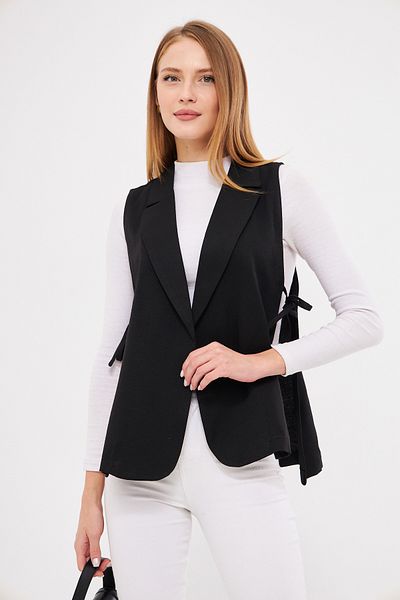 armonika Дамска черна мъжка жилетка със странична яка и ръка-25K 001007