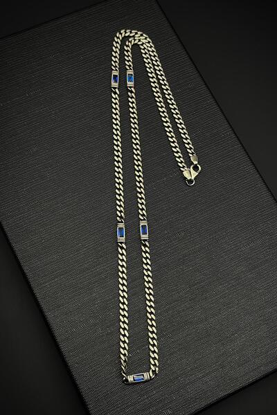 FRNCH FRNH 925 Ayar Gümüş İtalyan Model Lacivert Zirkon Taşlı Gümüş Renk Erke...