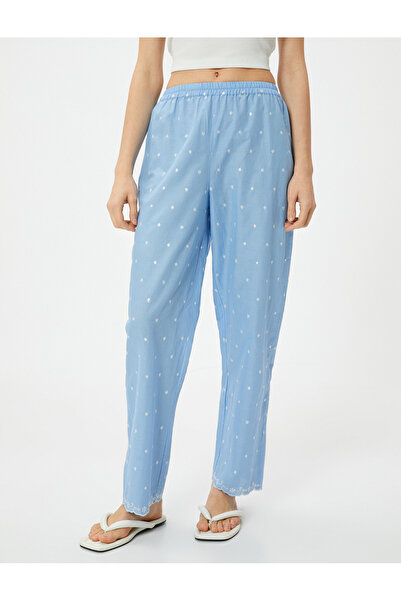 Koton Hímzés részletes pamut pizsama alsó rész - lapos láb és rugalmas derék