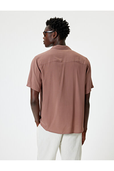 Koton Summer Shirt Short Sleeve Turn-Down Collar Buttoned Viscose Fabric