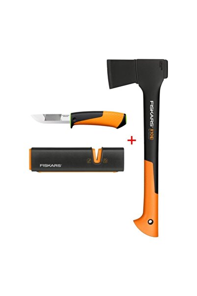 FiSKARS Parçalama Baltası S-X10 + Bileyicili Ağır İş Bıçağı + Balta ve Bıçak ...