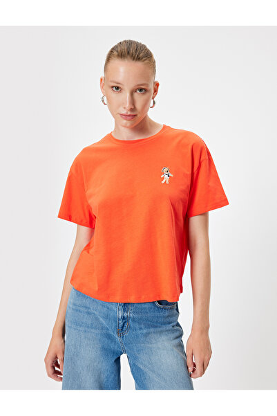 Koton Crew nyakú, hímzett pamut rövid ujjú póló