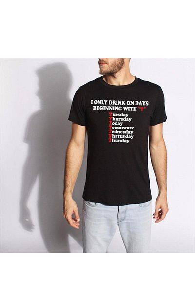 Tshirthane Ανδρικό μπλουζάκι με λεπτή εφαρμογή Drink On Days Funny printed