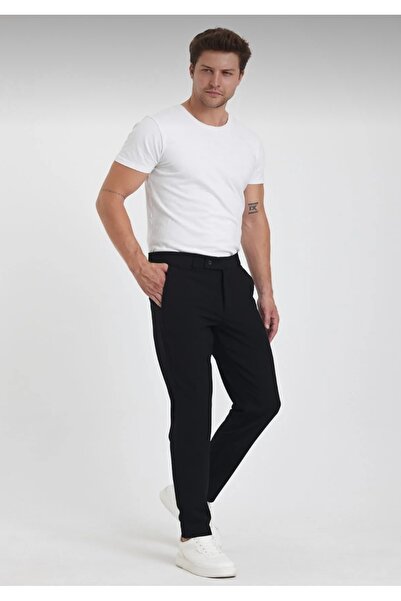 SAVARA Men's Jogger Model Cotton Slimfit Plain Black Flexible Fabric Cotton Trousers Ankle Length Daily