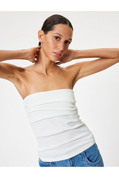 Koton Ärmellose, trägerlose, drapierte Slim-Fit-Bluse