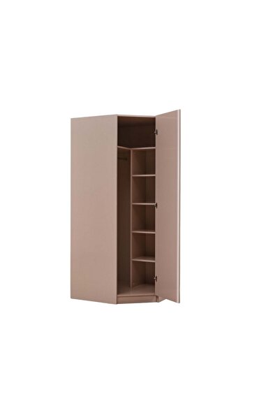 Tutku Yatak Corner Tek Kapaklı Raflı Askılı Köşe Zincir Dolap / Gardrop / Yüklük