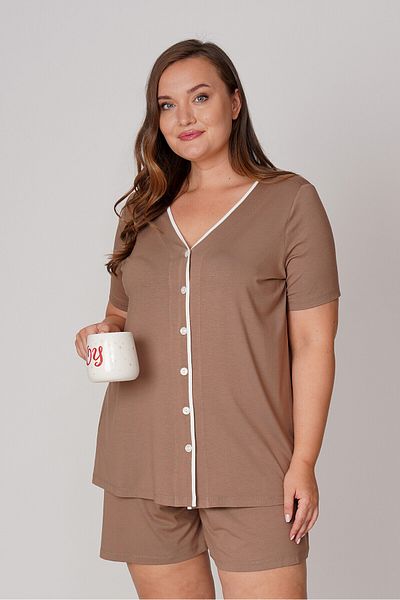 Büyük Moda Set de pijamale din bumbac pieptănat și pantaloni scurți