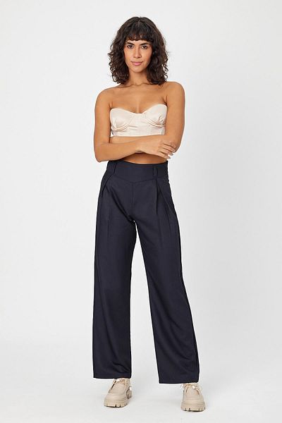 ALEXANDERGARDI Pantaloni Palazzo cu talie înaltă cu fermoar și corset (B24-372 00)
