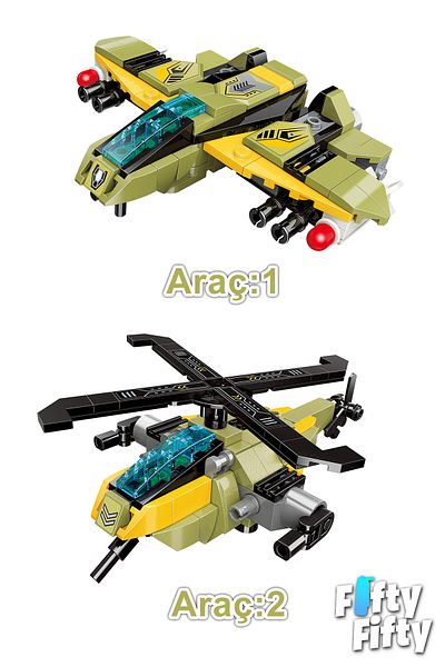 Vagonlife Qman Keeppley 6 in 1 Beacon Fire Warlord - Contains 6 Different Vehicles - Toy Construction Set1108