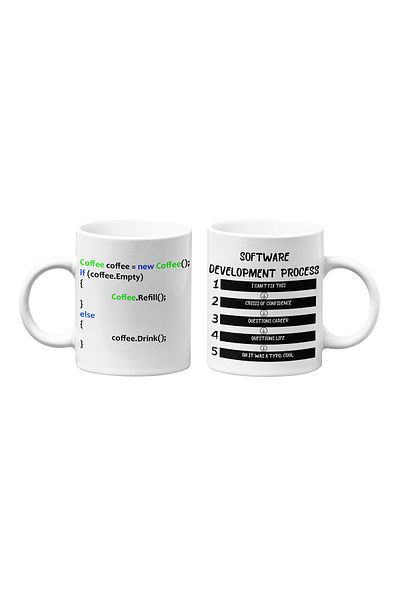 qoeuyl boutique Software Engineer Themed Fun Gift Double White Ceramic Coffee Cup Set