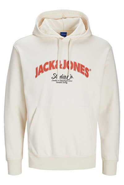 Jack & Jones Erkek Bej Jorbronx Arch Big Sweat Hood Ub Sweatshirt 12267584-An...