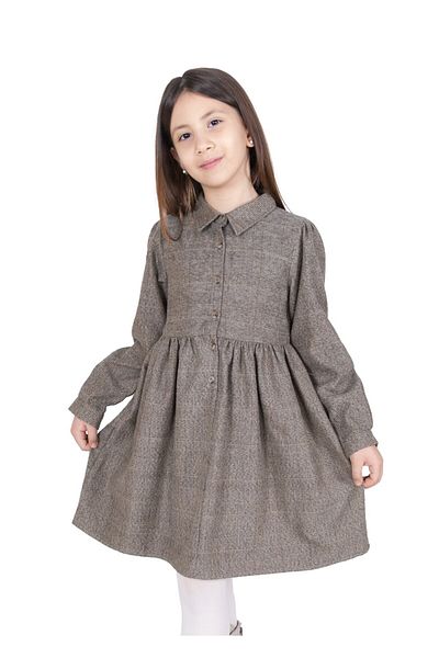 Ozmoz By Mukadder Özden Plaid Brown Winter Girl's Dress