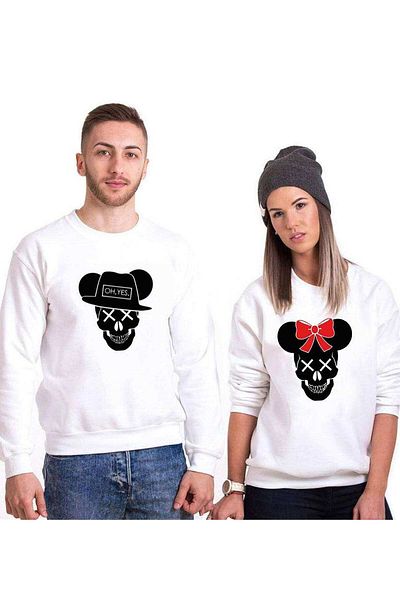 Tshirthane Skull Mause Lover Combinations Sweatshirt Couple Combination