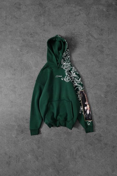 Slatra Men's Nefti Victories Sleeve Patch Hooded Oversize Sweatshirt