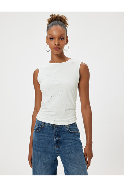 Koton Crew Neck Slim Fit Athlete - Sleeveless with Stone Detail
