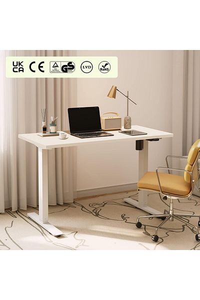 Mahmayi Flexispot EG1 Height-Adjustable Desk Electric 2-Way Telescope with Table White 140 x 70 cm