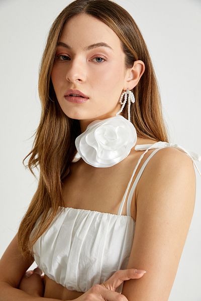 Koton Choker Necklace with Rose Applique Detail