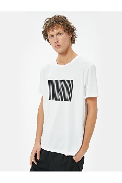 Koton Αθλητικό μπλουζάκι με λαιμόκοψη με κοντό μανίκι - εμπριμέ