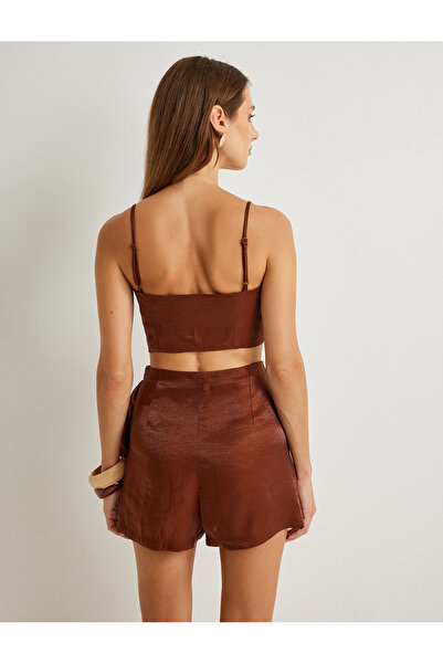 Koton X Şahika Ercümen - Shiny Crop Bustier - Lyocell Fabric, Slim Fit