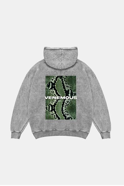 Sekizbiraltı Snake Venomous Printed Oversize Unisex Premium Washable White Hoodie