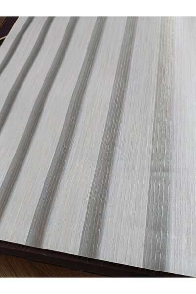 KMS HOME Gümüş Beyaz Parlak Çıta Desenli Hafif Kabartmalı Silinebilir 3D Duvar Kağıdı (5 M²)