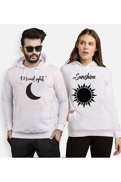 Tshirthane Moonlight Sunshine Lover Combinations Hooded Couple Combination