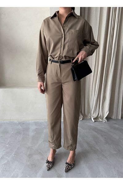 Laluvia Khaki Merlin öves ing nadrág szett